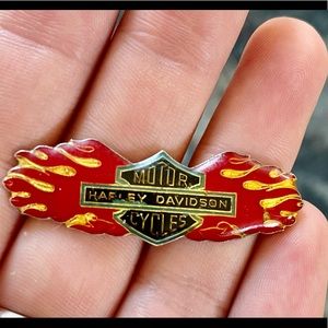Vintage Enamel Harley Davidson Pin -Flames